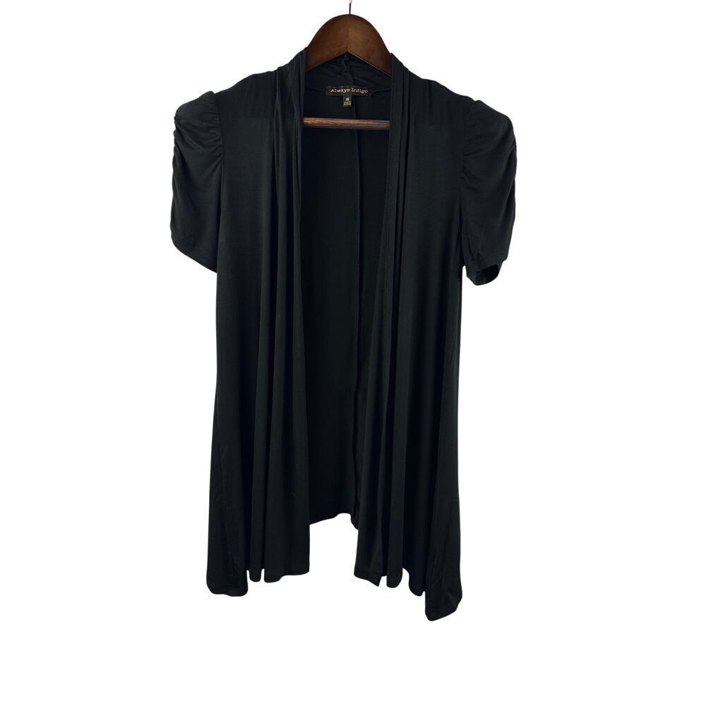 Women’s Always Indigo Medium Black Short Puff Sleeved Sweater